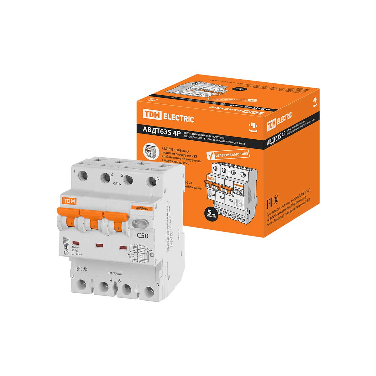 Автоматический выключатель дифференциального тока TDM Electric 63S 4P ...