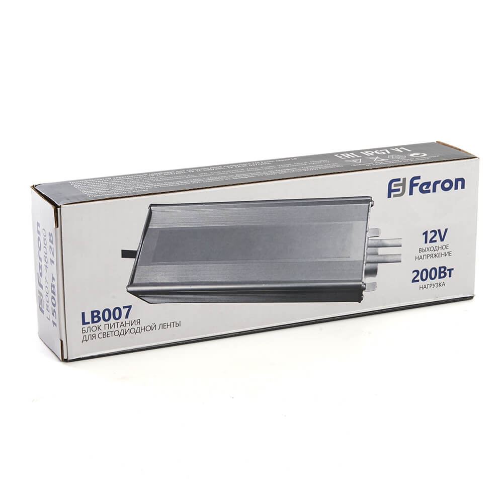 Блок питания для светодиодной ленты Feron LB007 12V 200W IP67 16,5A ...