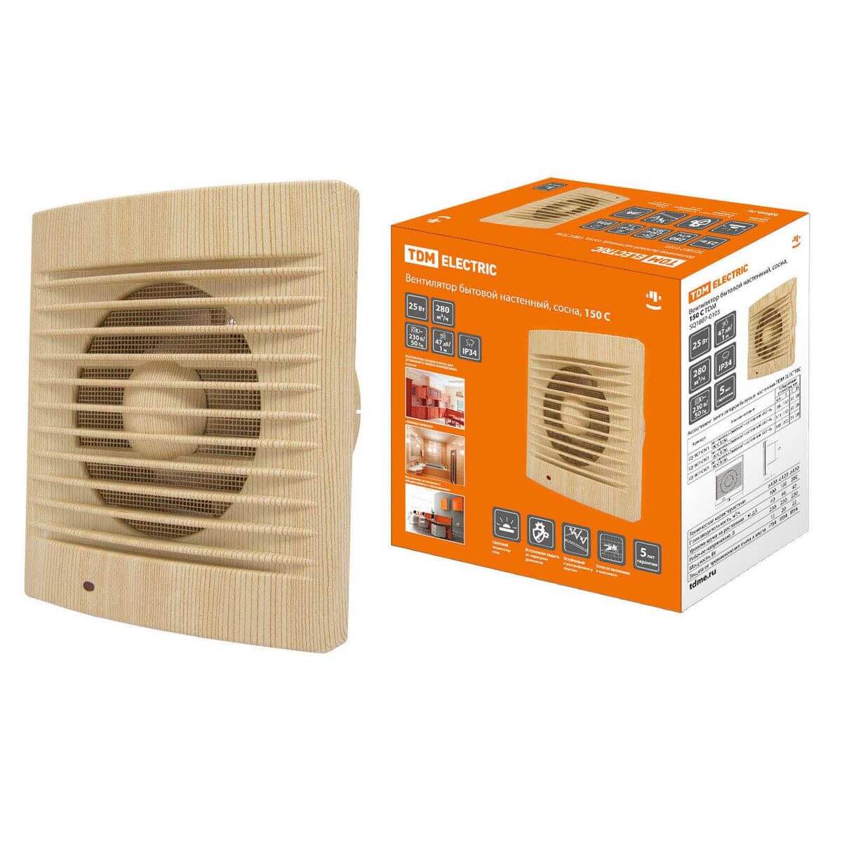 Вентилятор вытяжной настенный TDM Electric ЭКО 150 С SQ1807-0105 ⚡ ...
