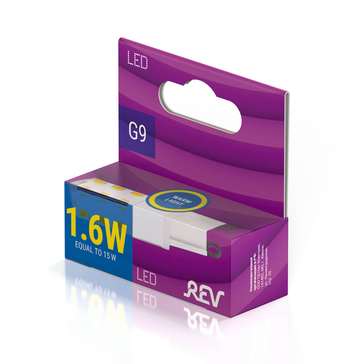Лампа светодиодная REV JCD G9 1,6W 3000K теплый свет 220V кукуруза ...