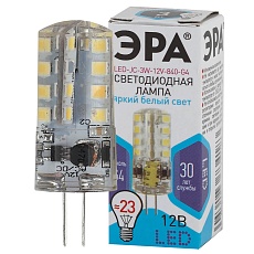 Лампа светодиодная ЭРА G4 3W 4000K прозрачная LED JC-3W-12V-840-G4 Б0033194 1