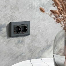 Розетка Werkel Hammer двойная с заземлением черный W1272008 4690389162961 2