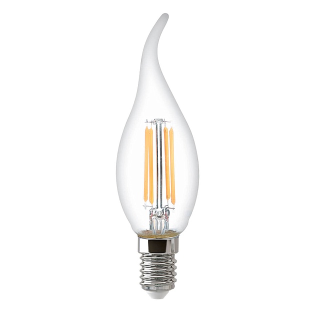 Лампа светодиодная филаментная Thomson E14 5W 2700K свеча на ветру прозрачная TH-B2073 фото 