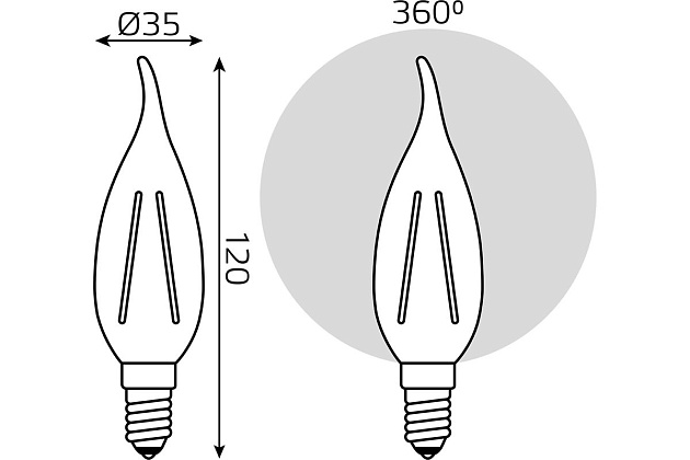 Лампа светодиодная филаментная Gauss E14 13W 2700K прозрачная 104801113 фото 2