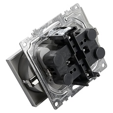 Розетка двойная 2P+PE Stekker Катрин со шторками серебро GLS16-7114-03 39584 5