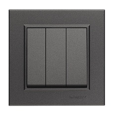 Выключатель Makel 3-кл. СП Karea 10А IP20 дым. металлик 56050091