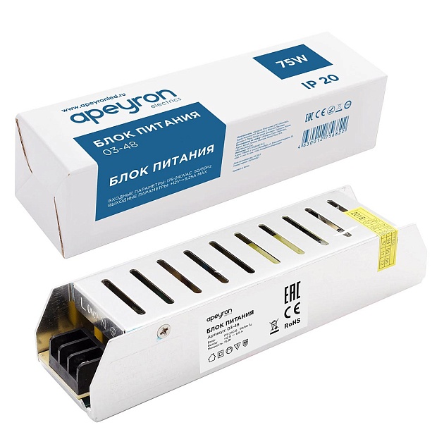 Блок питания Apeyron 12V 75W IP20 6,25A 03-48 Фото № 16