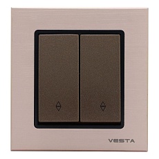 Выключатель двуклавишный проходной Vesta-Electric Exclusive Champagne Metallic шампань FVK050205BSH