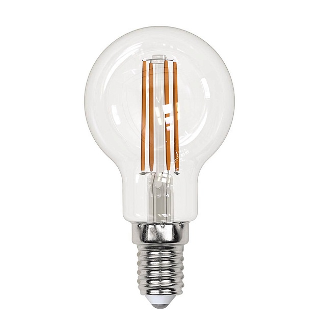 Лампа светодиодная филаментная Uniel E14 13W 3000K прозрачная LED-G45-13W/3000K/E14/CL PLS02WH UL-00005905 фото 