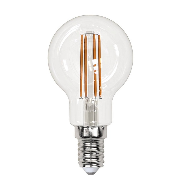 Лампа светодиодная филаментная Uniel E14 13W 3000K прозрачная LED-G45-13W/3000K/E14/CL PLS02WH UL-00005905 Фото № 1