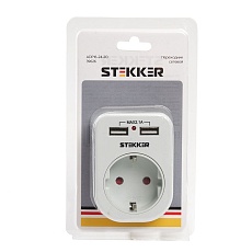 Переходник сетевой с 2хUSB Stekker 1гн с/з ADP16-24-20 39626 1