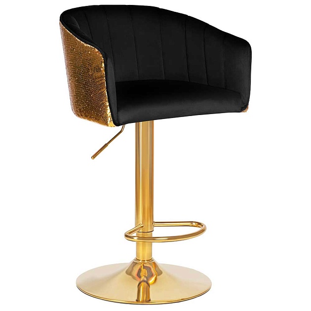 Стул барный DOBRIN DARCY GOLD SHINY (черный велюр с золотыми пайетками) 5025_GoldBase_Shiny-LM DARCY GOLD SHINY Фото № 1