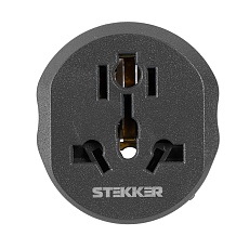 Адаптер-переходник для евровилки с/з, ультраплоский, Stekker ADP16-06-20, 250В, 16A, IP20, серый/белый 49140 3