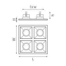 Комплект из светильников и рамки Lightstar Domino Quadro (214547+214506+214507+214507+214507) D54706070707 1