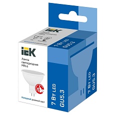 Лампа светодиодная IEK GU5.3 7W 6500K матовая LLE-MR16-7-230-65-GU5 1