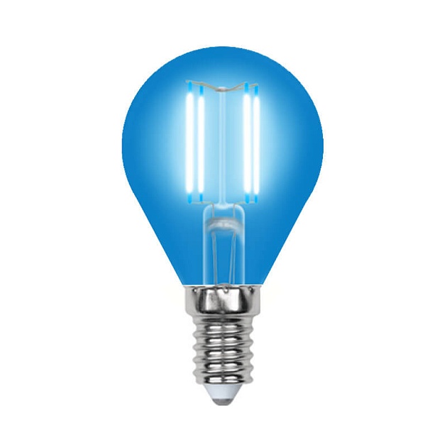 Лампа светодиодная филаментная Uniel E14 5W синяя LED-G45-5W/BLUE/E14 GLA02BL UL-00002989 фото 