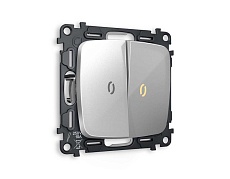 Комплект механизма 2-кл выключателя AMBRELLA VOLT с подсветкой 3200K OMEGA Серебро глянец QUANT (OP4040, VM115, G11Y) MO404010