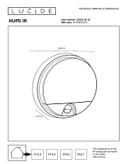 Уличный настенный светодиодный светильник Lucide Hups Ir 22863/10/30 1