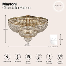 Потолочная люстра Maytoni Palace DIA890-CL-18-G 1