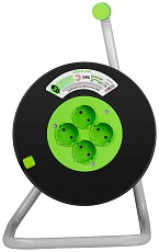 Удлинитель силовой ЭРА GREEN LINE KAT-2x1.5-30m Greenline на катушке пластик 4 розетки без заземления 30м ПВС 2x1.5мм2 Б0065083 1