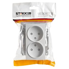 Розетка двойная 2P Stekker Катрин со шторками белый GLS10-7113-01 39573 1