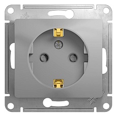 Розетка 2К+З Systeme Electric Glossa 16A 250V со шторками алюминий GSL000345