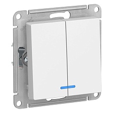 Выключатель двухклавишный Schneider Electric AtlasDesign 10A 250V с подсветкой белый ATN000153