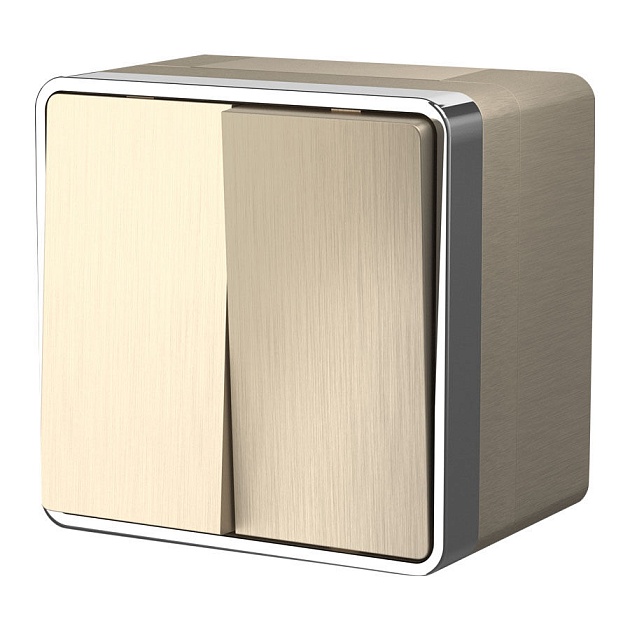 W5020210/ Выключатель двухклавишный влагозащищенный Gallant (шампань рифленый) Фото № 1