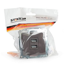 Розетка двухместная USB Stekker Катрин шоколад GLS10-7115-04 49027 3