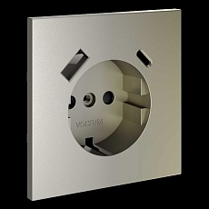 Накладка для розетки с заземлением и защитными шторками с USB A+C S70 (шелк) Voltum VLS001004