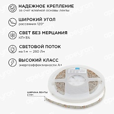 Светодиодная влагозащищенная лента Apeyron 4,8W/m 60LED/m 3528SMD холодный белый 2,5M 10-20 4