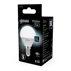 Лампа светодиодная Gauss E14 9.5W 4100K матовая 105101210 2