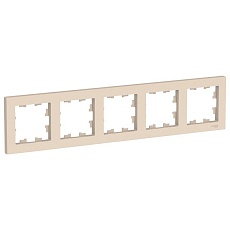 Рамка 5-постовая Systeme Electric AtlasDesign бежевая ATN000205