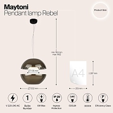 Подвесной светодиодный светильник Maytoni Rebel MOD322PL-L6G3K 1