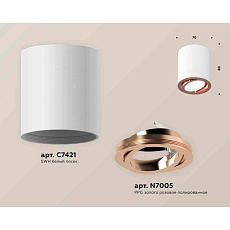 Комплект накладного светильника Ambrella light Techno Spot XS7421004 SWH/PPG белый песок/золото розовое полированное (C7421, N7005) 1