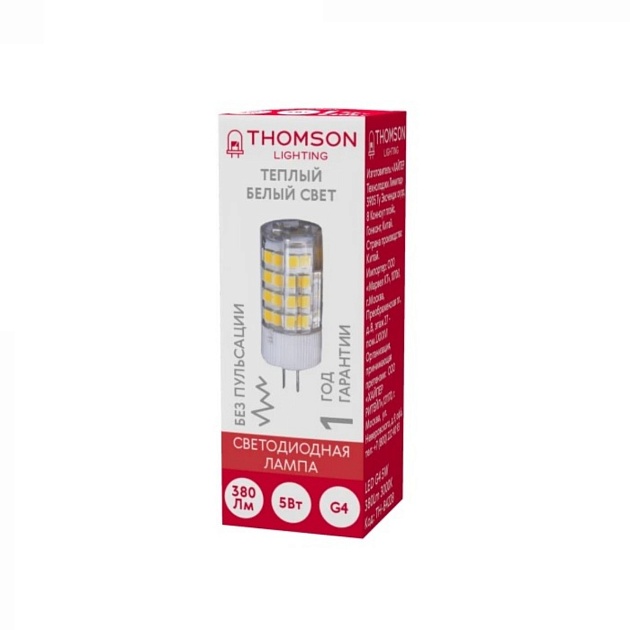 Лампа светодиодная Thomson G4 5W 3000K прозрачная TH-B4228 фото 4