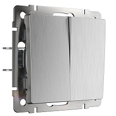 Выключатель двухклавишный Werkel cеребряный рифленый W1120009 4690389157592