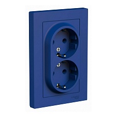 Розетка двойная 2К+З Systeme Electric AtlasDesign 16A 250V аквамарин ATN001124