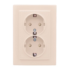 Розетка 2-мест. СП с/з 16А бежевый с защ. штор. Минск EKF ERR16-128-200