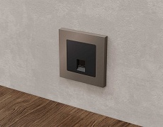 Комплект механизма компьютерной розетки AMBRELLA VOLT ALFA Черный матовый RJ-45(8P8C) CAT6 с шторкой QUANT (AP8120, VM188) MA812010 2