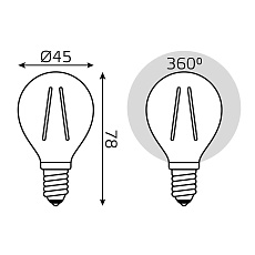 Лампа cветодиодная филаментная Gauss E14 7W 4100K прозрачная 3 шт. 105901207T 1