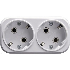 Разветвитель сетевой 2-местный с/з Stekker ADP16-22-20 250V, 16A, ABS огнеустойчивый пластик, белый 39023