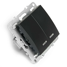 Выключатель двухклавишный Stekker Эрна с подсветкой черный PSW10-9102-03 49147 5