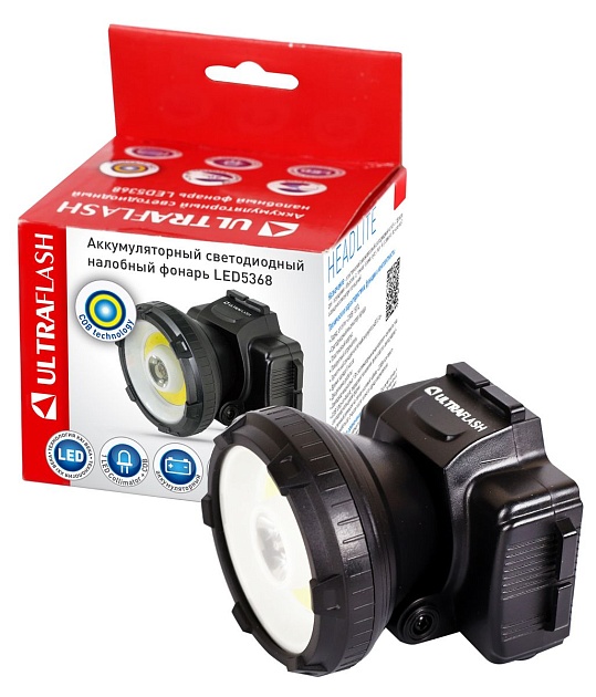 Налобный светодиодный фонарь Ultraflash Headlite аккумуляторный 90х75 160 лм LED5368 14452 Фото № 4