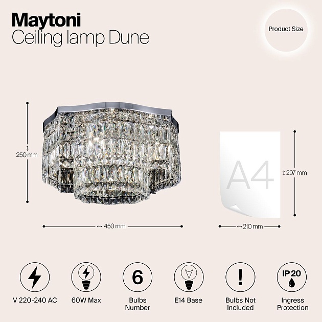 Потолочная люстра Maytoni Dune DIA005CL-06CH изображение 2 Потолочная люстра Maytoni Dune DIA005CL-06CH Фото № 2