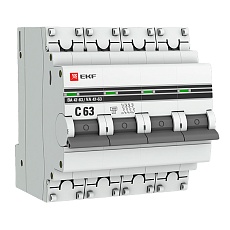 Автоматический выключатель 4P 63А (C) 4,5kA ВА 47-63 EKF PROxima mcb4763-4-63C-pro