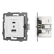 Механизм USB розетки SCT-MUAC-PL-WH-V (5V, 3A, QC4) Arlight 049839