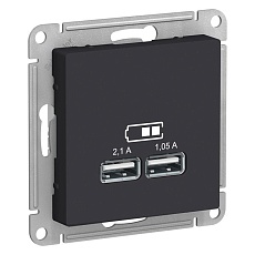 Розетка 2хUSB Schneider Electric AtlasDesign Type A+A карбон ATN001033