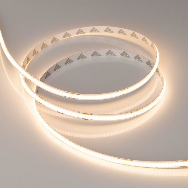 Светодиодная лента Arlight 8W/m 320LED/m CSPSMD теплый белый 5M COB-X320-8mm 24V Warm3000 039022 Фото № 5