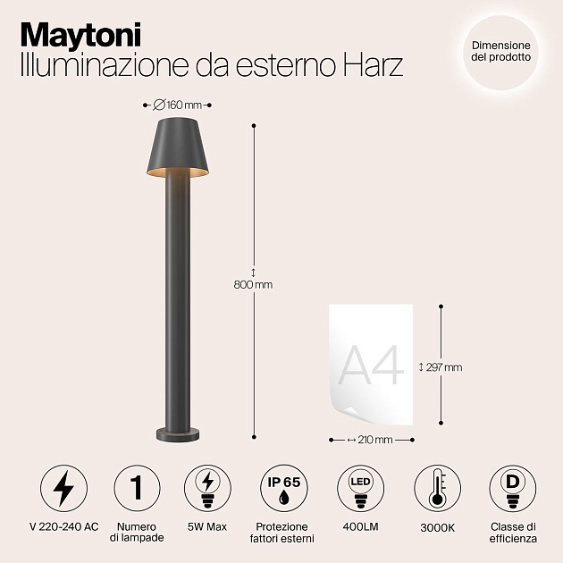 Уличный светодиодный светильник Maytoni Harz O421FL-L5GF изображение 3 Уличный светодиодный светильник Maytoni Harz O421FL-L5GF Фото № 3